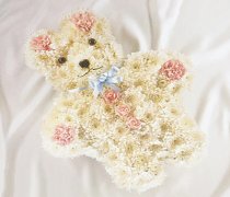 Teddy Bear Funeral Flower Tribute Code: JGFF1121PTB | Local Delivery Or Collect From Shop Only