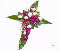 Rose and Orchid Aspidistra Cross Spray Code: F13541MS | National and Local Delivery