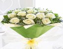 12 White Rose hand-tied with gypsophila Code: JGF945112WR | Local delivery or collect from our shop only