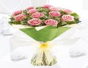 12 Pink rose hand-tied with gypsophila Code: JGF945012PR | Local delivery or collect from our shop only
