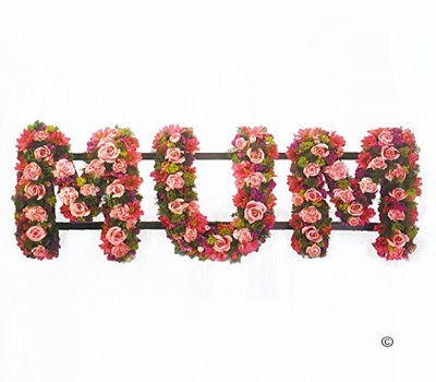 Mum letter flower tribute Loose Pink Code: JGFF2121PM | Local delivery or collect from our shop only
