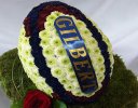 Rugby Ball Funeral Flowers 3D Navy Blue, Burgundy and White   Code: JGF946NBW