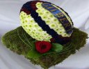 Rugby Ball Funeral Flowers 3D Navy Blue, Burgundy and White   Code: JGF946NBW