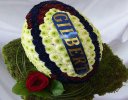 Rugby Ball Funeral Flowers 3D Navy Blue, Burgundy and White   Code: JGF946NBW