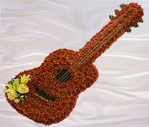 Orange Guitar Funeral Flower Tribute Code: JGF206FGO
