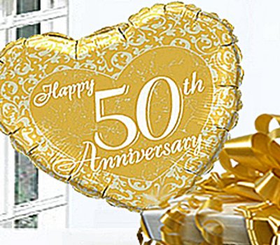 Golden Wedding Happy 50th Anniversary Helium Balloon in a box Code ...