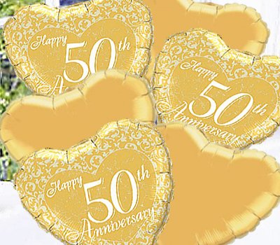Golden Happy Wedding Anniversary Balloon Bouquet Code:JGF690GWABB ...