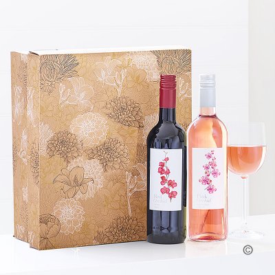 Spanish Merlot Wine and Californian Zinfandel Rose Wine Duo Gift Set Box Code: JGFD0147RRWPB | Local delivery or collect from shop only