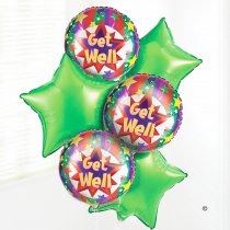 Get well balloon bouquet green star Code:JGF027GGWBB | Local delivery or collect from shop only