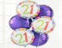21st happy birthday balloon bouquet purple round Code: JGF02821HBB  | Local delivery or collect from shop only