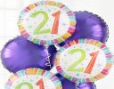 21st happy birthday balloon bouquet purple round Code: JGF02821HBB  | Local delivery or collect from shop only
