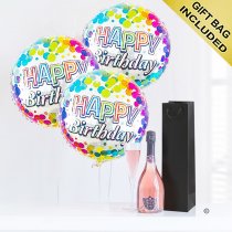Happy birthday sparkling rose wine and balloon celebration  Code: JGFB5RWBGS | local delivery or collect from shop only