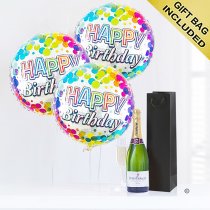 Happy birthday champagne and balloon celebration Code: JGFB7CBGS | local delivery or collect from shop only