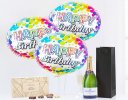 Happy birthday champagne and balloon celebration with a box of Belgian chocolates Code: JGFB7CBGSC | local delivery or collect from shop only