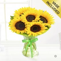 Happy Birthday Sunflower Sunburst Vase Code: JGFSU54879HB | Local Delivery Only