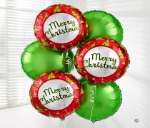 Merry Christmas Balloon Bouquet Green Code: JGFX82476ZS | Local Delivery Or Collect From Shop Only