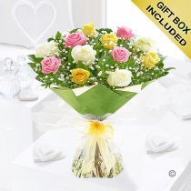 12 mixed rose amore hand-tied code: JGF401791MR | Local delivery or collect from our shop only