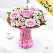 Cotton Candy Vase Arrangement Code: JGFC00281PS | Local Delivery Or Collect From Shop Only