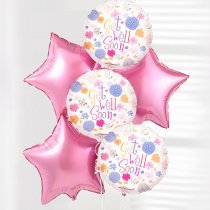 Get Well Balloon Bouquet Pink Star Code: JGFG68454GW | Local delivery or collect from shop only