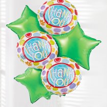 Thank you dots and green stars balloon bouquet Code: JGFT50792BB | Local Delivery Or Collect From Shop Only