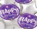 Happy birthday balloon Bouquet purple and silver Code: JGFB0231431SB | Local Delivery Or Collect From Shop Only