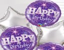 Happy birthday balloon Bouquet purple and silver Code: JGFB0231431SB | Local Delivery Or Collect From Shop Only