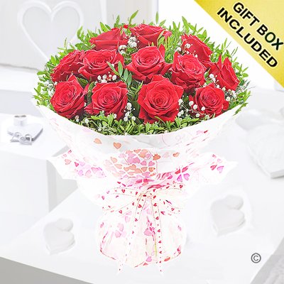 12 red rose hugs and kisses Code: JGF424012RR | Local Delivery Or Collect From Shop Only