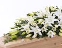 White Oriental Lily Casket Spray Code: F13530WS  | National and Local Delivery