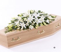 White Oriental Lily Casket Spray Code: F13530WS  | National and Local Delivery