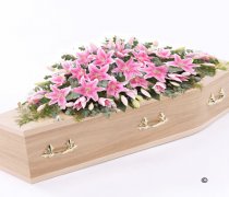 Pink Oriental Lily Casket Spray Code: F13530PS | National and Local Delivery
