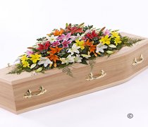 Vibrant Mixed Lily Casket Spray Code: F13530VS | National and Local Delivery