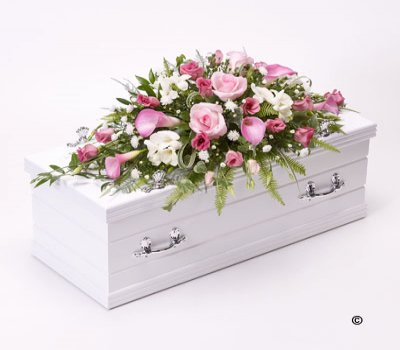 Children's Pink & White Casket Spray Code: F13111PS