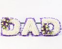 Dad letter flower tribute Purple and White Code: JGFF1871FDPR | Local delivery or collect from our shop only