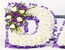 Dad letter flower tribute Purple and White Code: JGFF1871FDPR | Local delivery or collect from our shop only