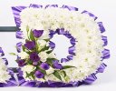 Dad letter flower tribute Purple and White Code: JGFF1871FDPR | Local delivery or collect from our shop only