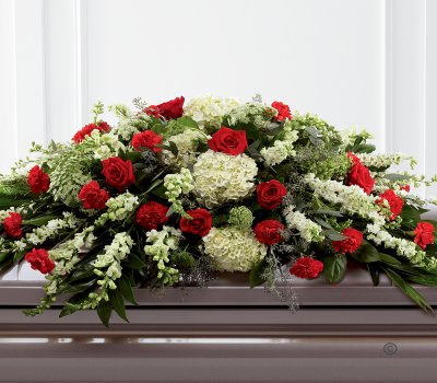 Mixed Casket Spray - Red and Green Code: F13860RS | National and Local Delivery