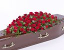 Red Rose and Red Carnation Casket Spray Code: F13590RS | National and Local Delivery