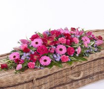 Classic Selection Pink and Red Casket Spray Code: F13630MS | National and Local Delivery