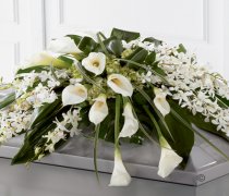 Calla Lily and Orchid Casket Spray Code: F13841WS | National and Local Delivery