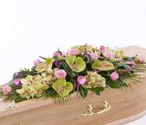 Rose, Orchid and Calla Lily Casket Spray Code: F13140MS | National and Local Delivery