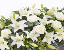 White Lily and White Rose Casket Spray Code: F13520WS | National and Local Delivery