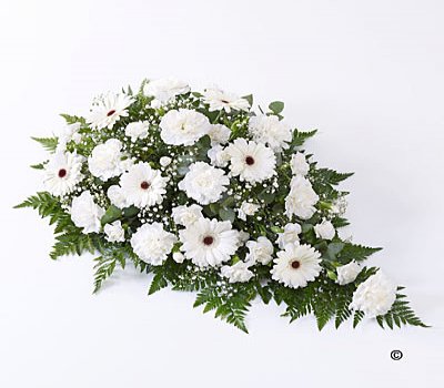 White Carnation and White Germini Teardrop Spray Code: F13020WS