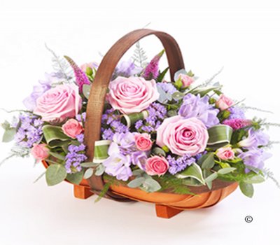 Pink and Lilac Mixed Basket Spray Code: F13070MS