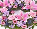 Pink & Lilac Rose and Lily Wreath Code: F13050MS