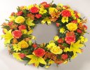 Yellow and Orange Rose and Lily Wreath Code: JGFF970OYW | Local Delivery Or Collect From Shop Only