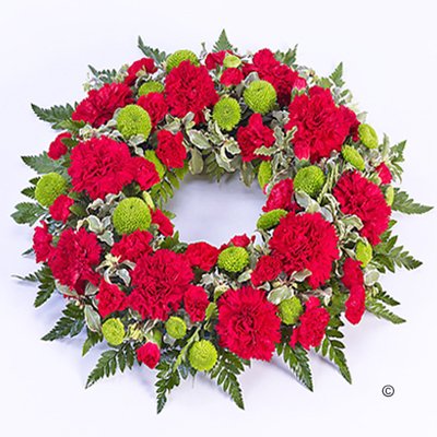 Red and Green Classic Wreath Code: F13740RS | National Delivery and Local Delivery Or Collect From Shop