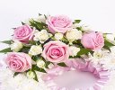 Traditional Pink and White Bassed Wreath Code: F13680PS | National Delivery and Local Delivery Or Collect From Shop