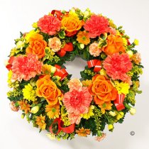 Orange and Yellow Classic Wreath Code: JGFF2740OW | Local Delivery Or Collect From Shop Only