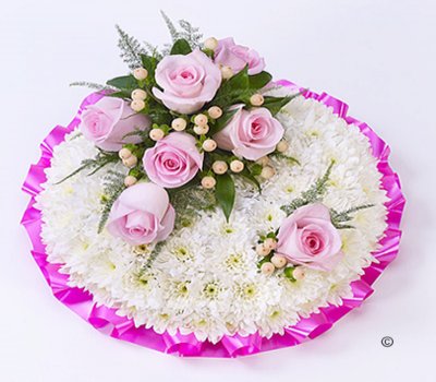 Traditional White Massed Posy Bright Pink and White Code: F13421PS | National and Local Delivery