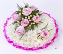 Traditional White Massed Posy Bright Pink and White Code: F13421PS | National and Local Delivery